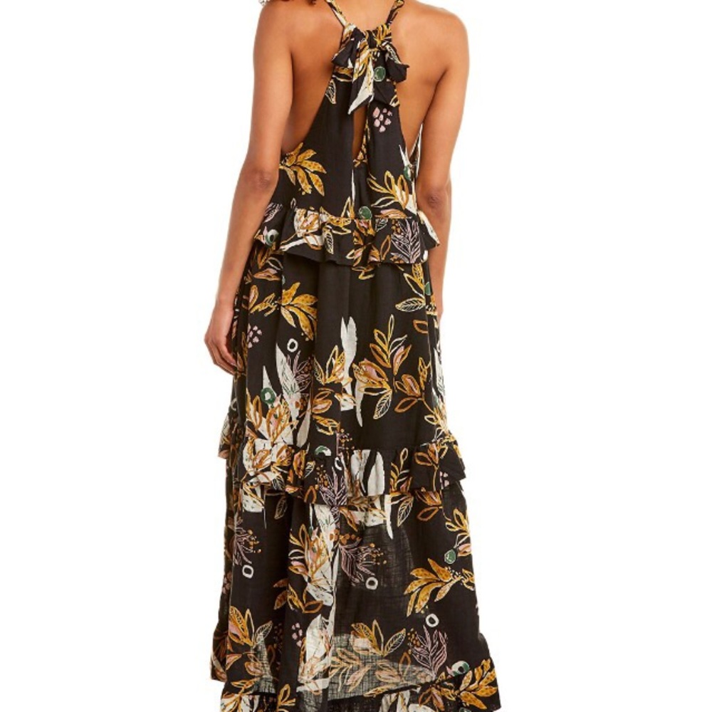 Free People Black Floral Maxi Dress with Yellow & Cream Accents - Picture 2 of 7